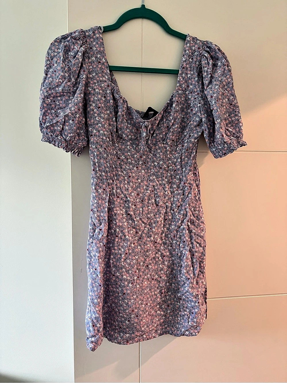 NO BO Floral Puff Sleeve Mini Dress Purple & Pink